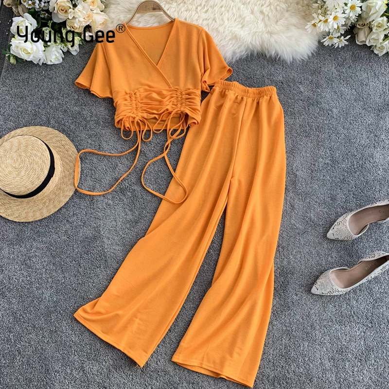 Young Gee 2019 Two Piece Sets Bandage V Neck Knited Top + Wide Leg Flare Pants 2 Piece Sets Womens Outfits Streetwear Tracksuit
Young Gee 2019 Two Piece Sets Bandage V Neck Knited Top + Wide Leg Flare Pants 2 Piece Sets Womens Outfits Streetwear Tracksuit