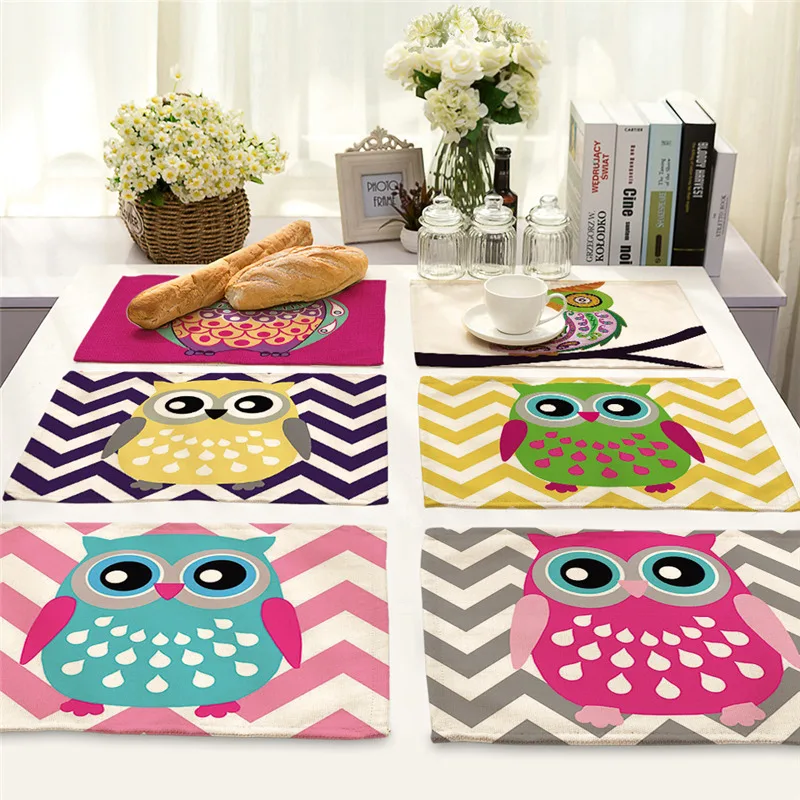 1Pcs Lovely Owl Pattern Placemat Dining Table Mat Cotton Linen Drink Coasters Western Pad Bowl Cup Mat 42*32cm Home Decor MA0026
1Pcs Lovely Owl Pattern Placemat Dining Table Mat Cotton Linen Drink Coasters Western Pad Bowl Cup Mat 42*32cm Home Decor MA0026