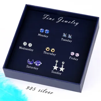 PONYKISS Romantic 7pairs/set Weekly Jewelry 925 Silver Star Geometric Zircon Earrings Women Party Delicate Accesssory Cute Gift
PONYKISS Romantic 7pairs/set Weekly Jewelry 925 Silver Star Geometric Zircon Earrings Women Party Delicate Accesssory Cute Gift