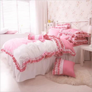 Korean Princess Style Lace Lace Design Pink/Purple/Light tan Duvet Cover Bed Sheet Set 100%Cotton Twill Fabric Girl Bedding Set
Korean Princess Style Lace Lace Design Pink/Purple/Light tan Duvet Cover Bed Sheet Set 100%Cotton Twill Fabric Girl Bedding Set