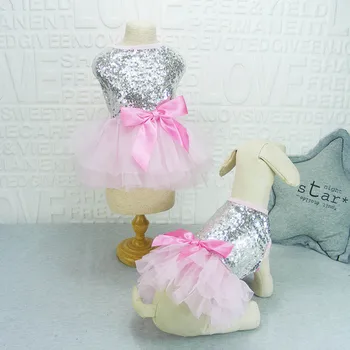 Sequin Wedding Dog Dress Summer Dog Clothes Chihuahua Cat Puppy Costume Yorkshire Pomeranian Poodle Dog Clothing Tutu Skirt