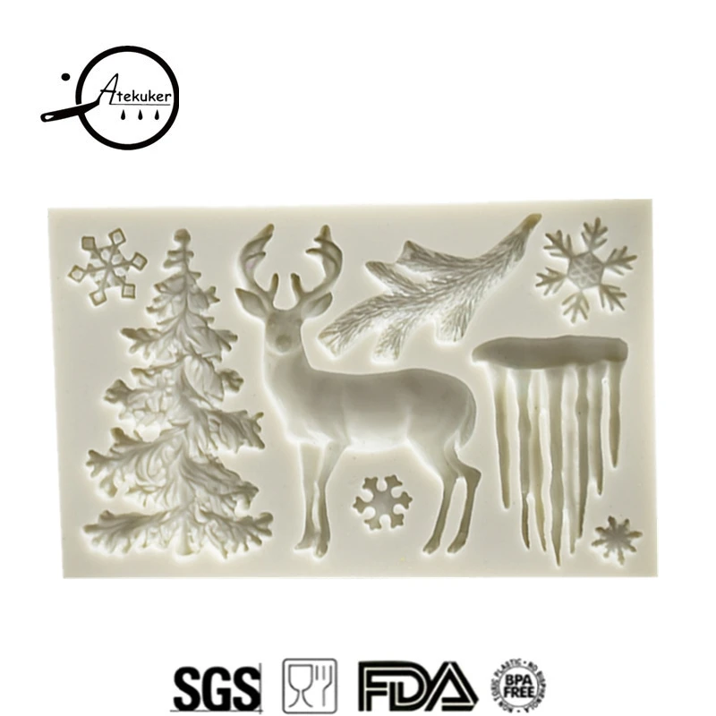 Atekuker Snowflake Moose Ice Tree Christmas Silicone Fondant Cake Border Mold Polymer Clay Tools Chocolate Cake Decoration Molds
Atekuker Snowflake Moose Ice Tree Christmas Silicone Fondant Cake Border Mold Polymer Clay Tools Chocolate Cake Decoration Molds