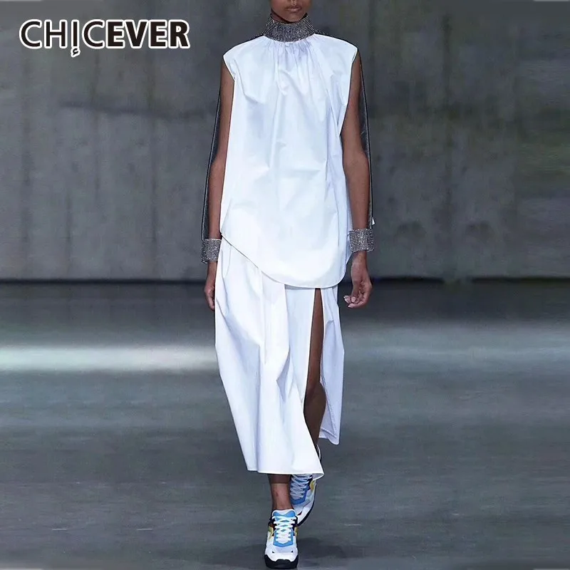 CHICEVER Summer Casual Solid Patchwork Beading Women Dress Stand Collar Perspective Long Sleeve Loose Plus Size Mini The Dresses
CHICEVER Summer Casual Solid Patchwork Beading Women Dress Stand Collar Perspective Long Sleeve Loose Plus Size Mini The Dresses
