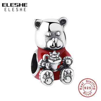 ELESHE 925 Sterling Silver Charms Red Enamel Animal Teddy Bear Silver Beads Fit Original Charm Bracelet DIY Jewelry Gift
ELESHE 925 Sterling Silver Charms Red Enamel Animal Teddy Bear Silver Beads Fit Original Charm Bracelet DIY Jewelry Gift