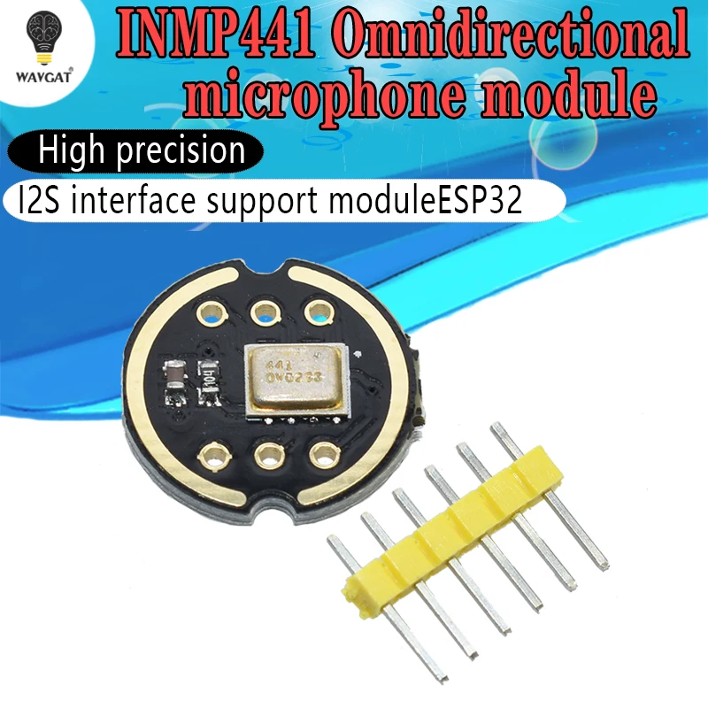 WAVGAT Omnidirectional Microphone Module I2S Interface INMP441 MEMS High Precision Low Power Ultra small volume for ESP32
WAVGAT Omnidirectional Microphone Module I2S Interface INMP441 MEMS High Precision Low Power Ultra small volume for ESP32
