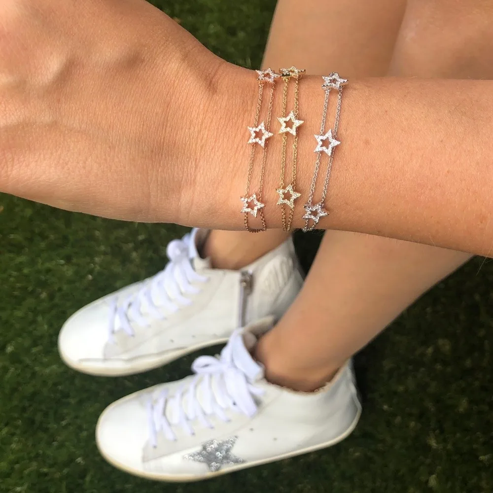 Christmas gift double chain cz star charm bracelet for girl women 925 sterling silver fine silver jewelry star design
Christmas gift double chain cz star charm bracelet for girl women 925 sterling silver fine silver jewelry star design