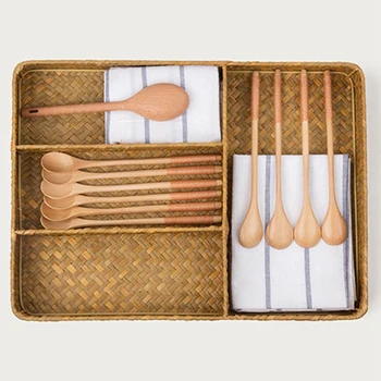 Handmade Straw Woven Storage Box Sundries / Tableware / Cosmetics Natural Multi-Function 4 Slot Kitchen / Office Organizer
Handmade Straw Woven Storage Box Sundries / Tableware / Cosmetics Natural Multi-Function 4 Slot Kitchen / Office Organizer