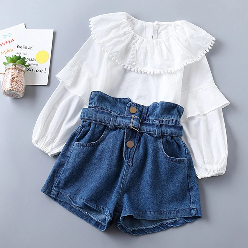 2019 New Spring Autumn Fashion Girl Clothing Set Two Piece Set Top And Pants Pleated Solid Color Shirt + Jeans
2019 New Spring Autumn Fashion Girl Clothing Set Two Piece Set Top And Pants Pleated Solid Color Shirt + Jeans
