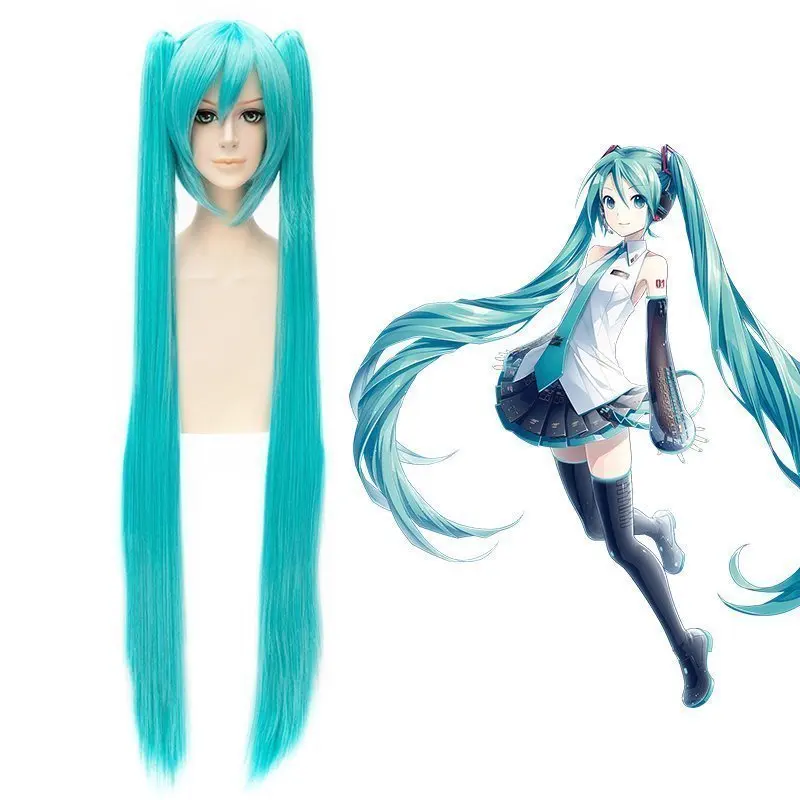 Japanese Anime VOCALOID Hatsune Miku Cosplay blue Wig + 2 Clip on Ponytail Vivid blue hair costumes
Japanese Anime VOCALOID Hatsune Miku Cosplay blue Wig + 2 Clip on Ponytail Vivid blue hair costumes