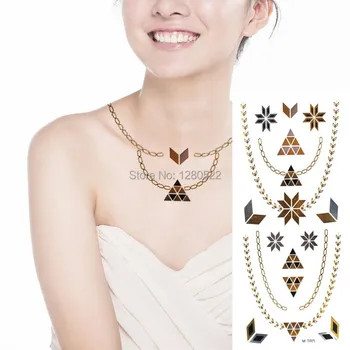 2 pcs/lot Temporary Tattoo Flash necklace Metallic jewel Tattoo gold Silver Tatoo Sticker Body Arm Art Tatuagem for Women Party
2 pcs/lot Temporary Tattoo Flash necklace Metallic jewel Tattoo gold Silver Tatoo Sticker Body Arm Art Tatuagem for Women Party