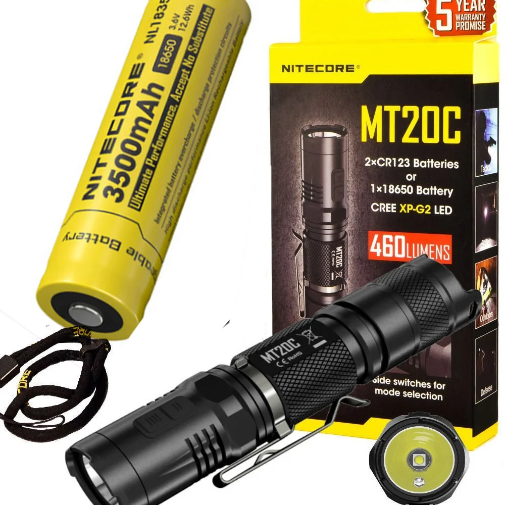 

NITECORE MT20C Tactical Flashlight CREE XP-G2 (R5) max. 460 lumen beam distance 180 meters outdoor torch h with 3500mAh battery
