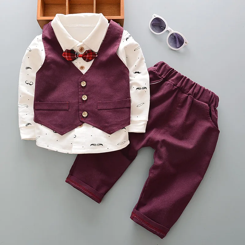 Spring Baby Boy clothing sets gentleman suit 3pcs long sleeve T-shirt vest pants kids clothes suit children boys clothes sets 
Spring Baby Boy clothing sets gentleman suit 3pcs long sleeve T-shirt vest pants kids clothes suit children boys clothes sets