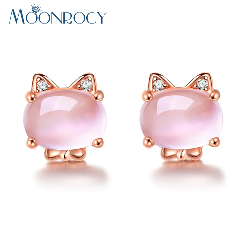 MOONROCY Drop Shipping Rose Gold Color Cubic Zirconia Ross Quartz Cute Cat Animal Pink Opal Earrings for Women Children Girls
MOONROCY Drop Shipping Rose Gold Color Cubic Zirconia Ross Quartz Cute Cat Animal Pink Opal Earrings for Women Children Girls