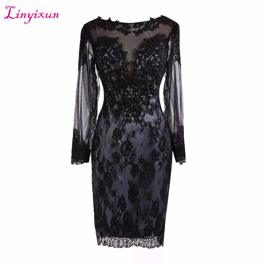 Linyixun Real Photo Black Lace Short Cocktail Dresses See Through Back Full Sleeve Formal Women's Party Gowns Vestido de Festa
Linyixun Real Photo Black Lace Short Cocktail Dresses See Through Back Full Sleeve Formal Women's Party Gowns Vestido de Festa