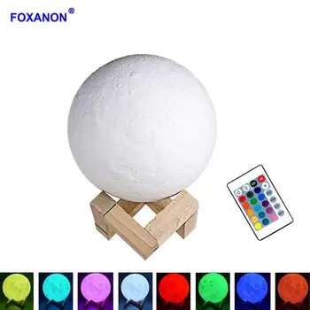 Foxanon Novelty Lighting Rechargeable LED Night Lights 3D Print Moon Lamp 16 Colors Change USB Touch Sensor Home Bookcase Decor
Foxanon Novelty Lighting Rechargeable LED Night Lights 3D Print Moon Lamp 16 Colors Change USB Touch Sensor Home Bookcase Decor