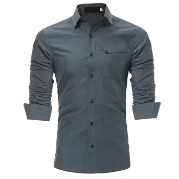 Mens Fashion Shirts Autumn Winter New Single Pocket Casual Slim Long Sleeve Shirt Collar Camisa Men Designer Male Tops 4colour
Mens Fashion Shirts Autumn Winter New Single Pocket Casual Slim Long Sleeve Shirt Collar Camisa Men Designer Male Tops 4colour