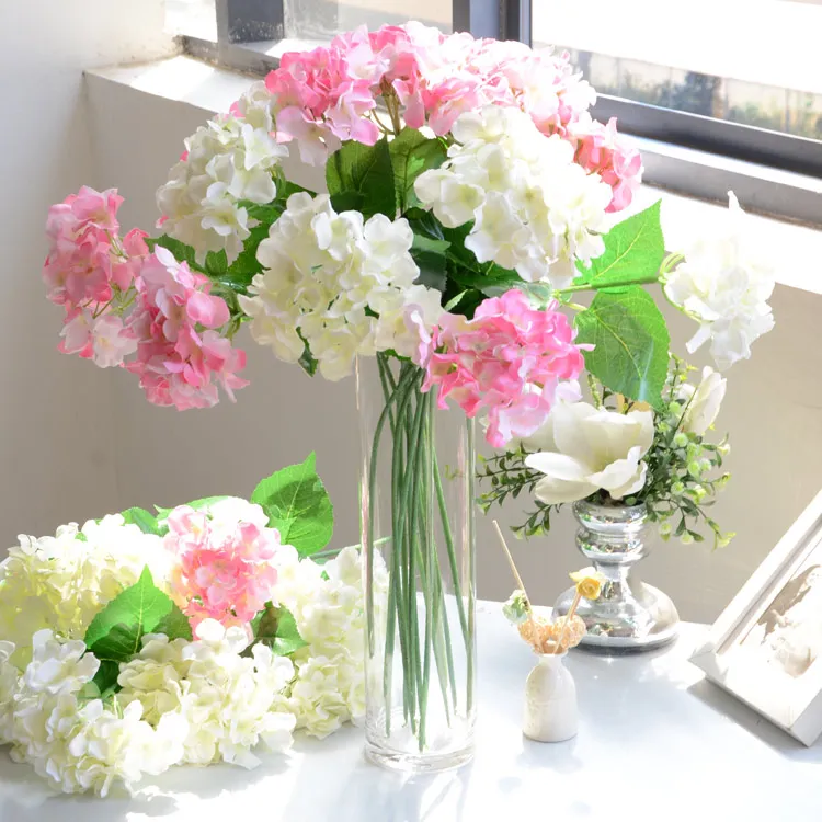 Single branch hydrangea Artificial silk flower bouquet with green leaves wedding bride flowers party diy decoration fake plant
Single branch hydrangea Artificial silk flower bouquet with green leaves wedding bride flowers party diy decoration fake plant