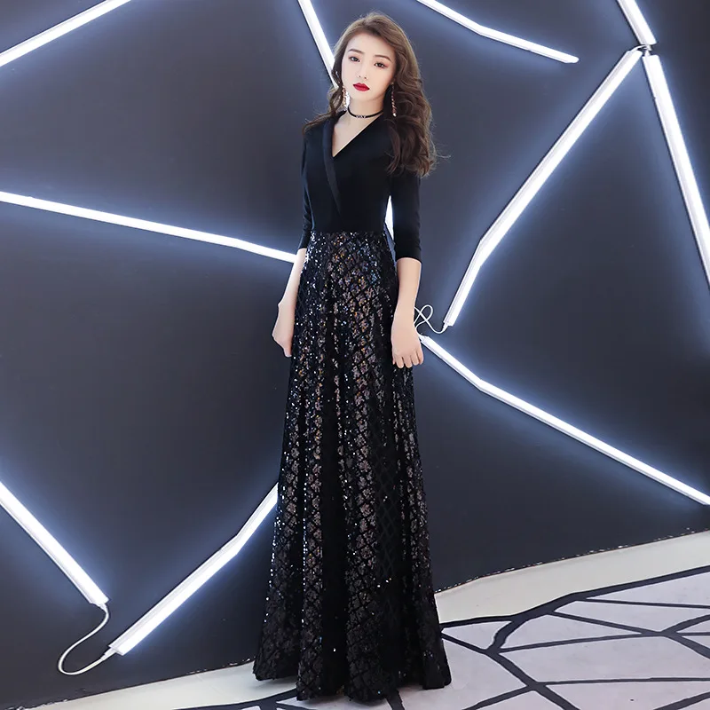 Evening Dress Female 2019 Fashion Banquet Black Prom Dresses High-end Elegance Formal Banquet Dresses Sexy V-neck Sequins
Evening Dress Female 2019 Fashion Banquet Black Prom Dresses High-end Elegance Formal Banquet Dresses Sexy V-neck Sequins