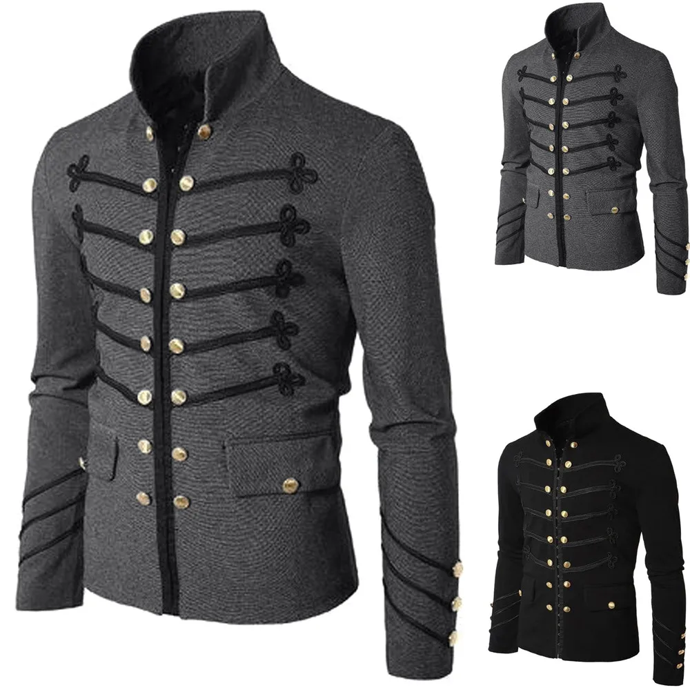 Punk Men's Vintage Military Uniform Shawl Lapel Suit Blazer Black Gray Embroidered Button Solid Color Jacket
Punk Men's Vintage Military Uniform Shawl Lapel Suit Blazer Black Gray Embroidered Button Solid Color Jacket