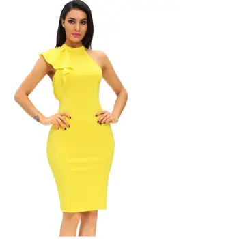 Plus Size Nice Brand Vogue Women Sexy High Collar Single Shoulder Lotus Leaf Folds Sleeveless Office Party Dress Vestidos G62
Plus Size Nice Brand Vogue Women Sexy High Collar Single Shoulder Lotus Leaf Folds Sleeveless Office Party Dress Vestidos G62