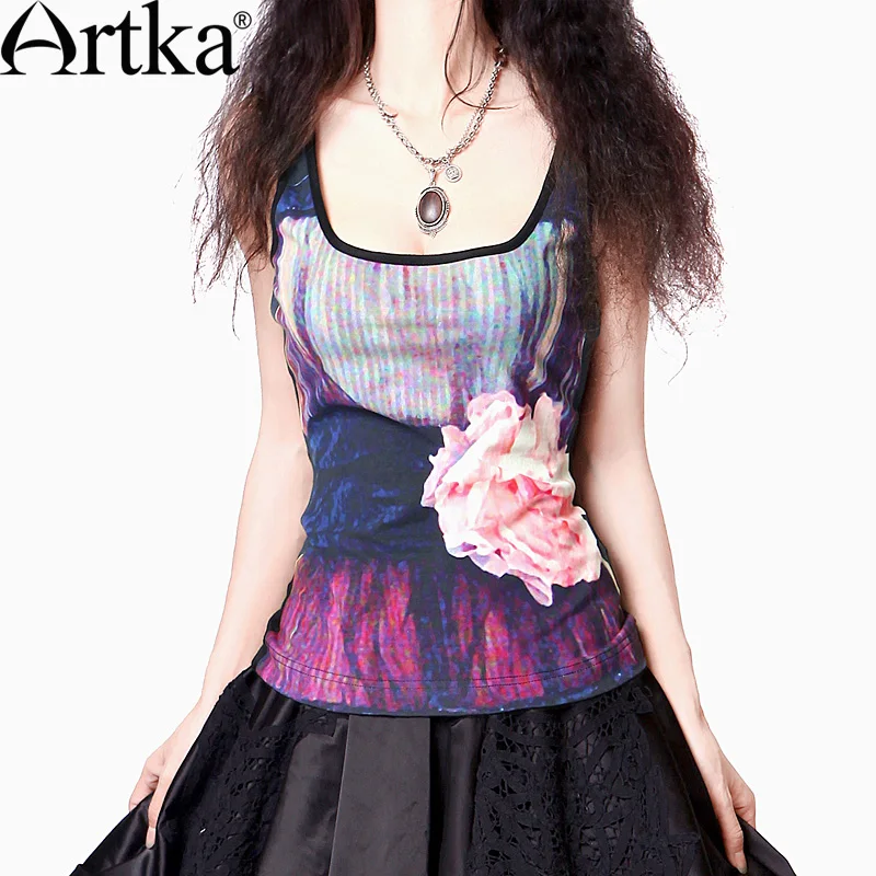 ARTKA Women'S Summer Fashion Colorful Style Loose O-Neck Short Sleeve Comfortable Cotton Digital Print Vest T-Shirt A08862
ARTKA Women'S Summer Fashion Colorful Style Loose O-Neck Short Sleeve Comfortable Cotton Digital Print Vest T-Shirt A08862