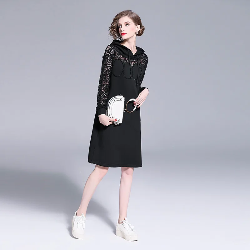 BLLOCUE 2018 Autumn Designer Black Runway Dress Vintage Women Lace Splice Beading Casual Loose Dress
BLLOCUE 2018 Autumn Designer Black Runway Dress Vintage Women Lace Splice Beading Casual Loose Dress