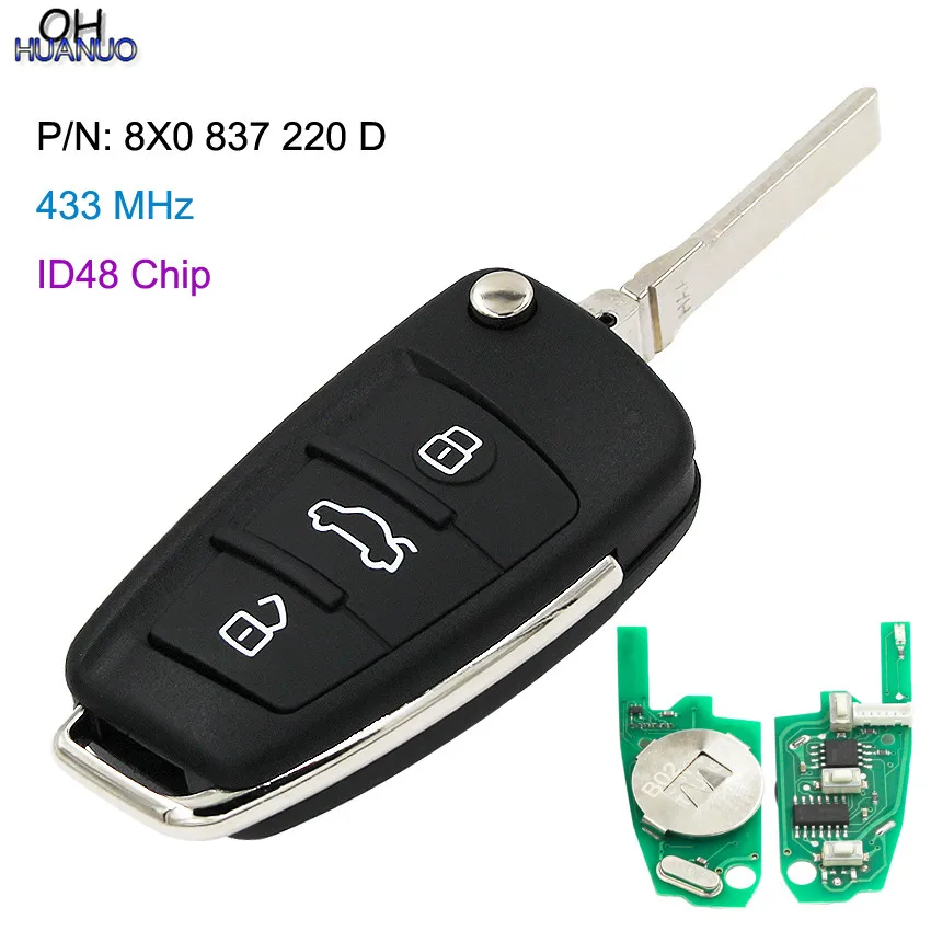 Upgraded Folding Remote Key 3 Button 433MHz with ID48 Chip for Audi A1 TT R8 Q3 P/N: 8X0 837 220 D
Upgraded Folding Remote Key 3 Button 433MHz with ID48 Chip for Audi A1 TT R8 Q3 P/N: 8X0 837 220 D