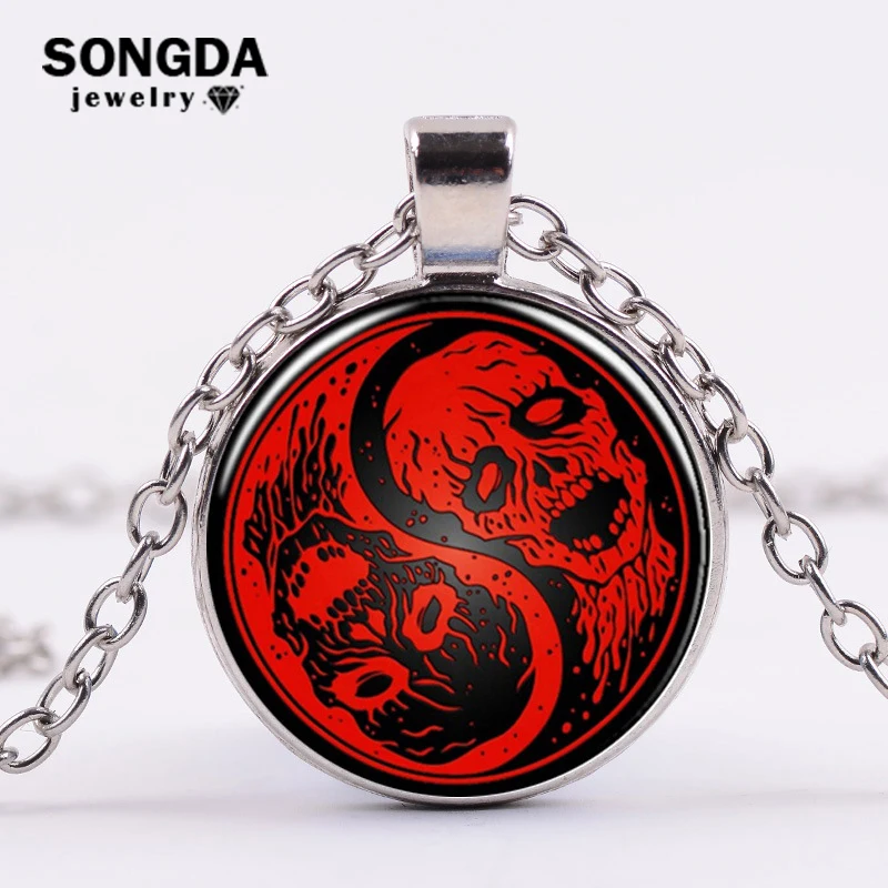 SONGDA Hip Hop Gothic Skull Yin Yang Pendant Necklace Red Black Zen Religious Symbol Glass Cabochon Pendant Chain Choker Jewelry
SONGDA Hip Hop Gothic Skull Yin Yang Pendant Necklace Red Black Zen Religious Symbol Glass Cabochon Pendant Chain Choker Jewelry
