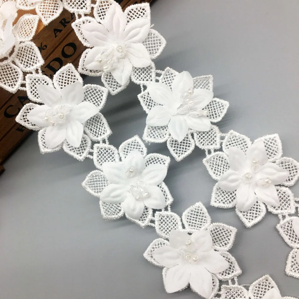 50x White Flowers Lace Trim Beaded Applique Fabric Ribbon Embroidered Trimmings Wedding Dress Clothes Handmade For Sewing Craft
50x White Flowers Lace Trim Beaded Applique Fabric Ribbon Embroidered Trimmings Wedding Dress Clothes Handmade For Sewing Craft