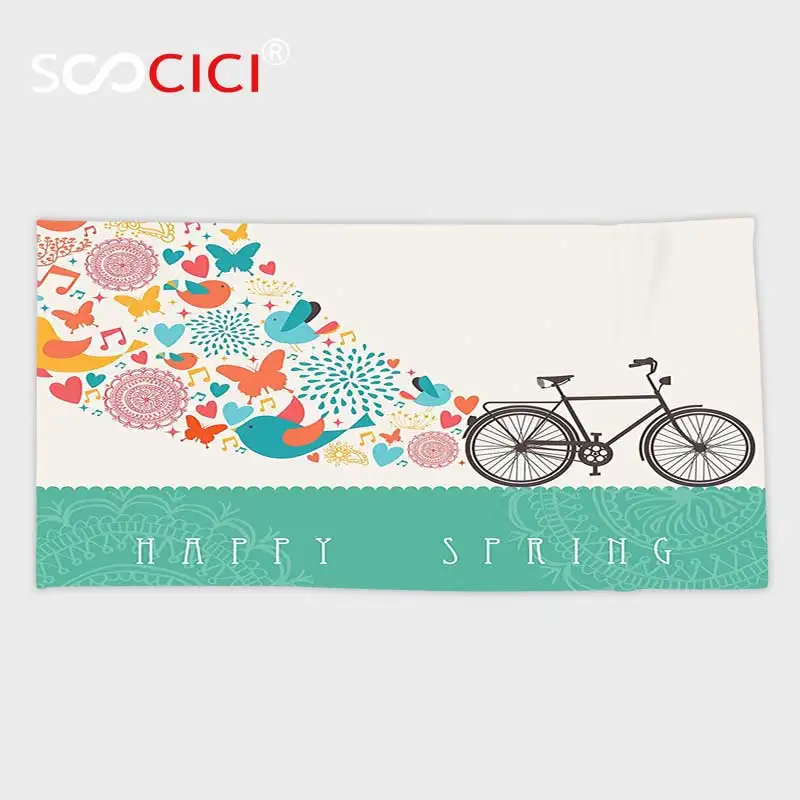 Custom Microfiber Ultra Soft Bath/hand Towel,Bicycle Decor Happy Spring Themed Bike Concept with Blossomed Bird and Butterflies
Custom Microfiber Ultra Soft Bath/hand Towel,Bicycle Decor Happy Spring Themed Bike Concept with Blossomed Bird and Butterflies