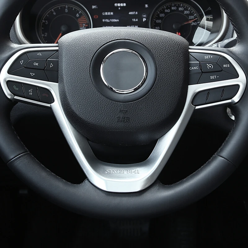 ABS Chrome Accessories FOR Jeep Cherokee KL 2014 2015 2016 2017 2018 Car Steering wheel Button frame Panel Cover Trim
ABS Chrome Accessories FOR Jeep Cherokee KL 2014 2015 2016 2017 2018 Car Steering wheel Button frame Panel Cover Trim
