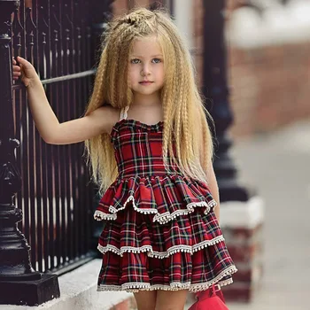 2019 Summer girl dress / Red plaid layered dress / christmas dress Red plaid 
2019 Summer girl dress / Red plaid layered dress / christmas dress Red plaid