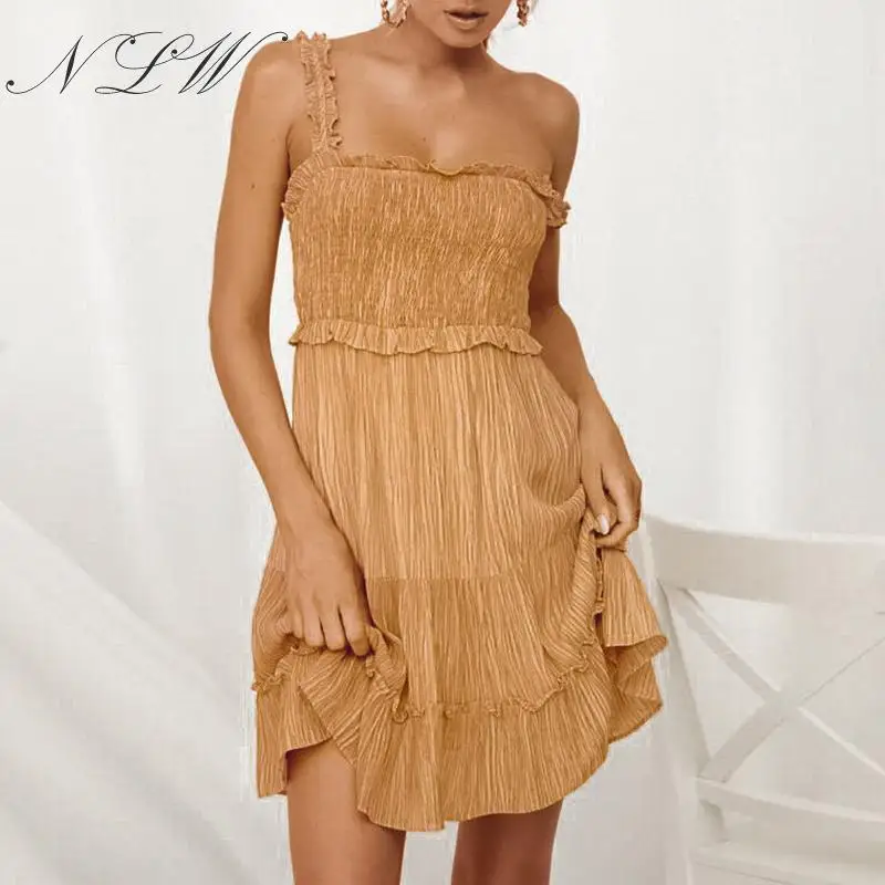 NLW Summer 2019 Short Dress Women Spaghetti Strap Dresses Strapless 2 Colors Ruffle Casual Dress Vestidos
NLW Summer 2019 Short Dress Women Spaghetti Strap Dresses Strapless 2 Colors Ruffle Casual Dress Vestidos