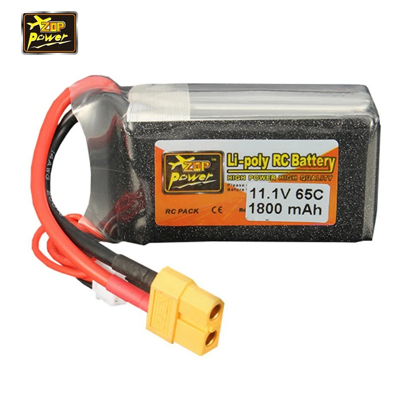 ZOP Power 11.1V 1800mAh 65C 3S Rechargeable Lipo Battery XT60 Plug Connector For RC Drone FPV Quadcopter Model Toys Charge
ZOP Power 11.1V 1800mAh 65C 3S Rechargeable Lipo Battery XT60 Plug Connector For RC Drone FPV Quadcopter Model Toys Charge