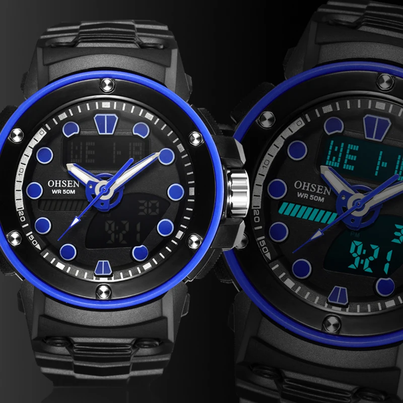 Digital Sports LED Men Watch 2020 OHSEN Dual Alarm Waterproof 50m Analog Military Watches Rubber Quartz Clock Hombre Relogio Top
Digital Sports LED Men Watch 2020 OHSEN Dual Alarm Waterproof 50m Analog Military Watches Rubber Quartz Clock Hombre Relogio Top