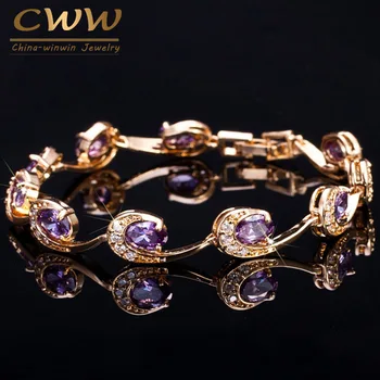 CWWZircons Top Quality Yellow Gold Color Luxury Purple Rhinestone Crystal Women Bracelet Jewelry for Valentine's Day Gift CB170
CWWZircons Top Quality Yellow Gold Color Luxury Purple Rhinestone Crystal Women Bracelet Jewelry for Valentine's Day Gift CB170
