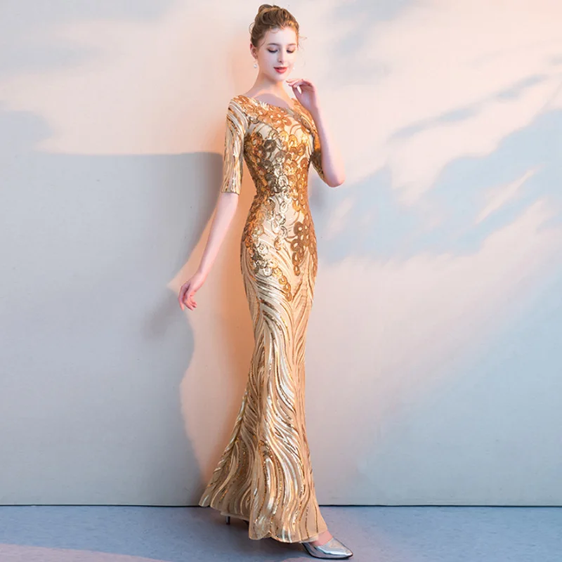 O-Neck Mermaid Chinese Sexy Sequins Oriental Party Female Cheongsam Stage Show Qipao Elegant Celebrity Banquet Dresses
O-Neck Mermaid Chinese Sexy Sequins Oriental Party Female Cheongsam Stage Show Qipao Elegant Celebrity Banquet Dresses