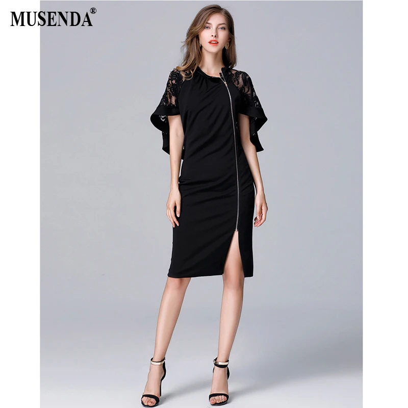 MUSENDA Plus Size 5XL Women Black Lace Batwing Sleeve Dress 2017 Summer Zipper Slim Tunic Split Sundress Lady Novelty Dresses
MUSENDA Plus Size 5XL Women Black Lace Batwing Sleeve Dress 2017 Summer Zipper Slim Tunic Split Sundress Lady Novelty Dresses