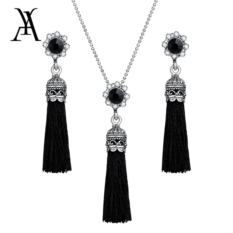 AY Fashion Tassel Flower Drop Jewelry Set For Women Black Color Long Necklace Pendant Crystal Earrings Wedding Jewelry Gift
AY Fashion Tassel Flower Drop Jewelry Set For Women Black Color Long Necklace Pendant Crystal Earrings Wedding Jewelry Gift