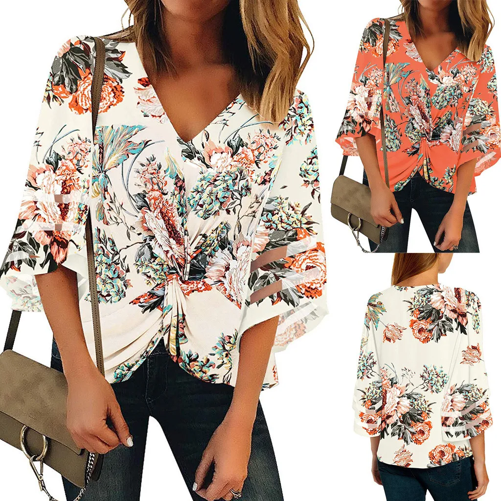 Floral Print t shirt Women vintage boho beach V Neck Kont Mesh Panel summer modis Casual Loose Shirt Tops poleras mujer#ss
Floral Print t shirt Women vintage boho beach V Neck Kont Mesh Panel summer modis Casual Loose Shirt Tops poleras mujer#ss