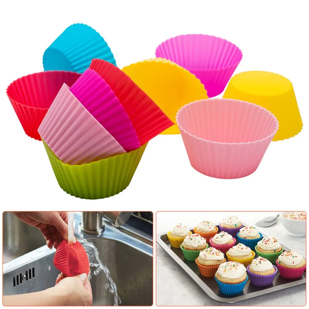 12pcs/lot 7cm Silicone Reusable Cake Molds Muffin Cupcake Jelly Baking Nonstick Maker Mould Pastry Holder Cup Cooking Tools
12pcs/lot 7cm Silicone Reusable Cake Molds Muffin Cupcake Jelly Baking Nonstick Maker Mould Pastry Holder Cup Cooking Tools