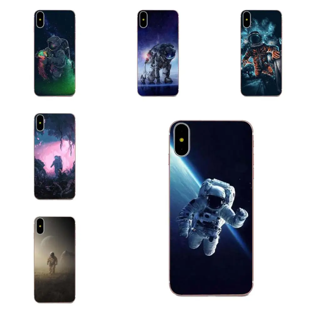 

Soft Silicone TPU Transparent Accessories Pouches For Apple iPhone 4 4S 5 5C 5S SE 6 6S 7 8 Plus X XS Max XR Spaceman Astronaut