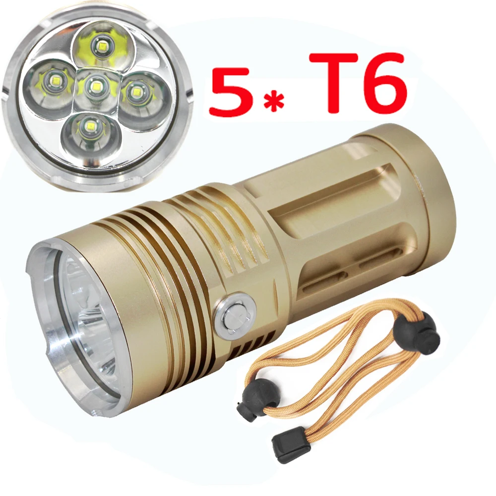 High Bright 5000LM 5 x XM-L T6 LED Flashlight 5 Modes Torch Outdoor Night Camping Light Lamp Use 18650 batteries
High Bright 5000LM 5 x XM-L T6 LED Flashlight 5 Modes Torch Outdoor Night Camping Light Lamp Use 18650 batteries