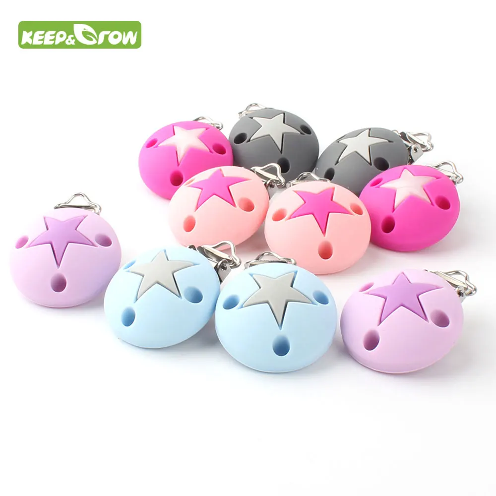 KEEP&GROW 10Pcs/lot Anti-Off Stars Pacifier Clips Holder Round Baby Dummy Soother Suspender Toddler Baby Pacifier Chain Clasp
KEEP&GROW 10Pcs/lot Anti-Off Stars Pacifier Clips Holder Round Baby Dummy Soother Suspender Toddler Baby Pacifier Chain Clasp