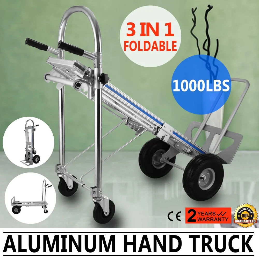 3-in-1 Aluminum Hand Truck Foldable Dolly Cart 1000 lb Capacity New Converts Regular Dolly Stair Climber
3-in-1 Aluminum Hand Truck Foldable Dolly Cart 1000 lb Capacity New Converts Regular Dolly Stair Climber