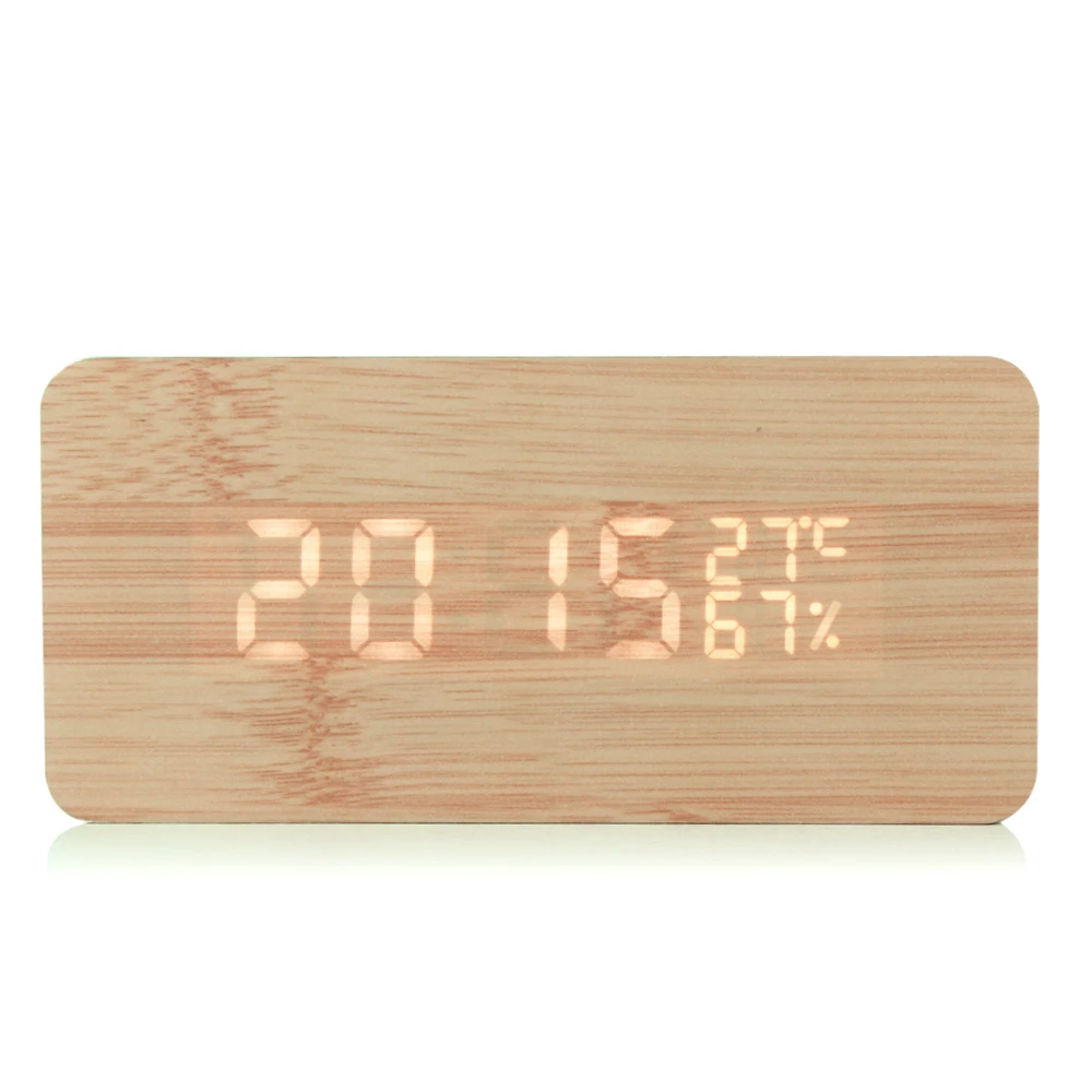 2017 New Fashion Sound Control Digital LED Wooden Rectangle Wood Grain Alarm Clock D With Temperature&Humidity Display for Home
2017 New Fashion Sound Control Digital LED Wooden Rectangle Wood Grain Alarm Clock D With Temperature&Humidity Display for Home