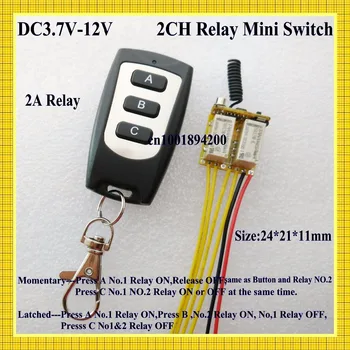 DC 3.7V-12V Wide Voltage Range Mini Relay Receiver Transmitter Micro Remote Switch 2CH Relay Latched Momentary master ON OFF RX
DC 3.7V-12V Wide Voltage Range Mini Relay Receiver Transmitter Micro Remote Switch 2CH Relay Latched Momentary master ON OFF RX
