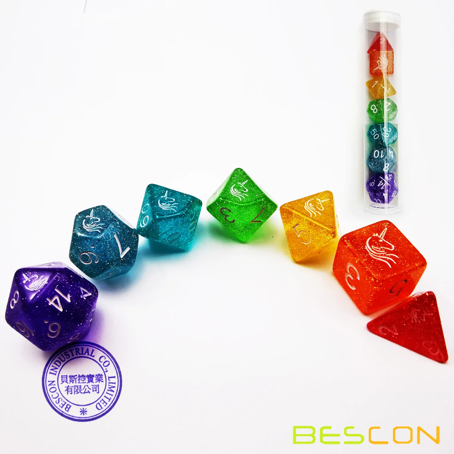 Bescon Unicorns Rainbow Sparkled Polyhedral D&D Dice Set of 7 Colorful RPG Role Playing Game Dice 7pcs Set
Bescon Unicorns Rainbow Sparkled Polyhedral D&D Dice Set of 7 Colorful RPG Role Playing Game Dice 7pcs Set