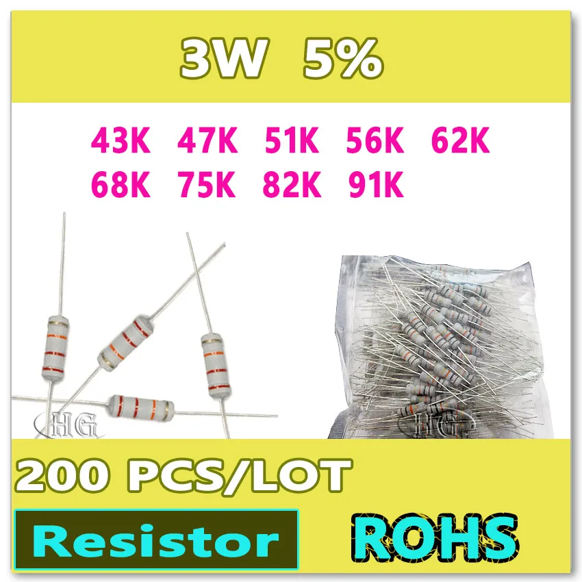 Карбоновый пленочный резистор DIP OHM JASNPROSMA 200 шт./лот 5% 3W 43K 47K 51K 56K 62K 68K 75K 82K 91K
Карбоновый пленочный резистор DIP OHM JASNPROSMA 200 шт./лот 5% 3W 43K 47K 51K 56K 62K 68K 75K 82K 91K