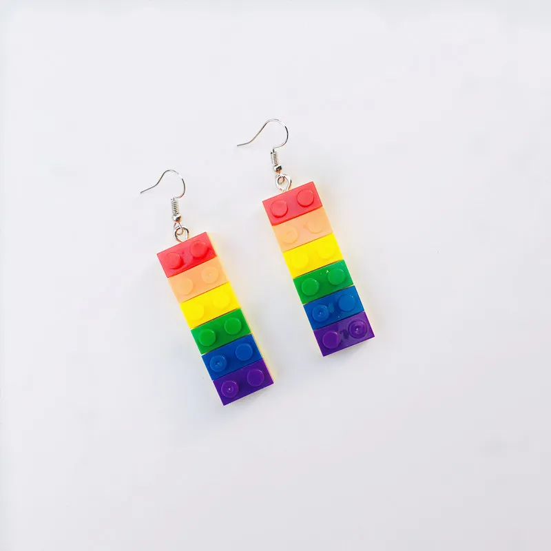 New Ins Colorful Rainbow Building Blocks Drop Earrings Resin Funny Geometric Earrings for Woman Girl Kids Party Jewelry
New Ins Colorful Rainbow Building Blocks Drop Earrings Resin Funny Geometric Earrings for Woman Girl Kids Party Jewelry